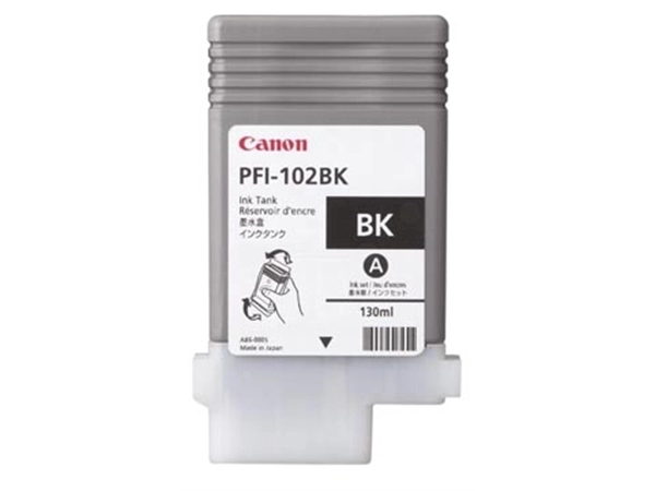 Een Canon inktcartridge PFI-102BK, 130 ml, OEM 0895B001, zwart koop je bij Muys Kantoor & Kado