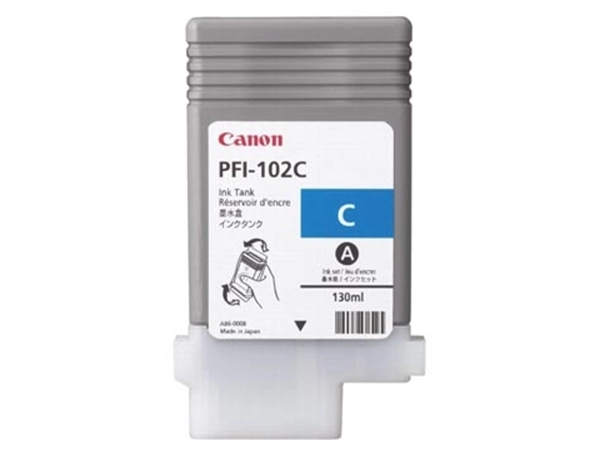 Een Canon inktcartridge PFI-102C, 130 ml, OEM 0896B001, cyaan koop je bij Muys Kantoor & Kado