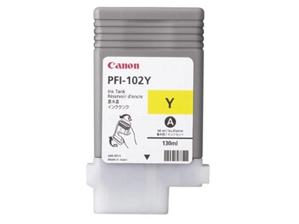 Een Canon inktcartridge PFI-102Y, 130 ml, OEM 0898B001, geel koop je bij Muys Kantoor & Kado