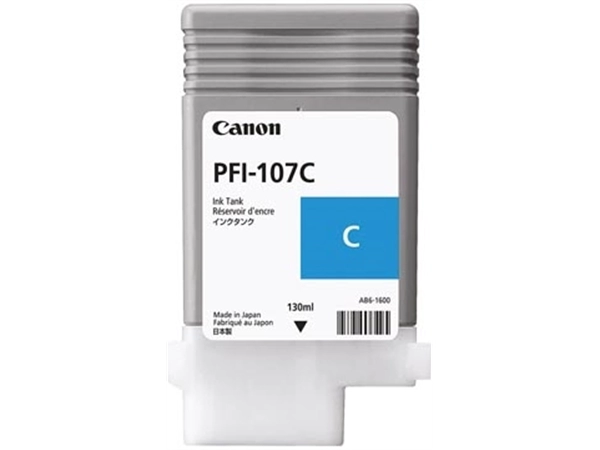 Een Canon inktcartridge PFI-107, 130 ml, OEM 6706B001, cyaan koop je bij Muys Kantoor & Kado