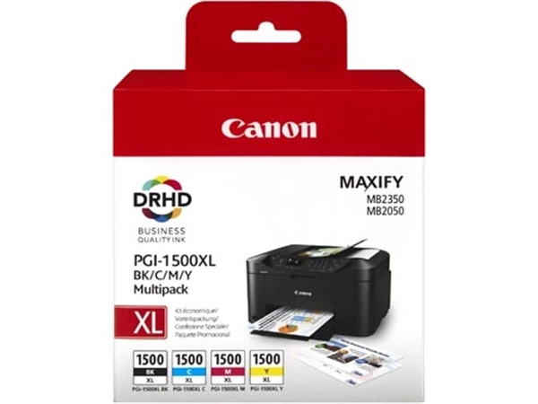 Een Canon inktcartridge PGI-1500XL, 1.020 - 1.200 pagina's, OEM 9182B010, 4 kleuren koop je bij Muys Kantoor & Kado