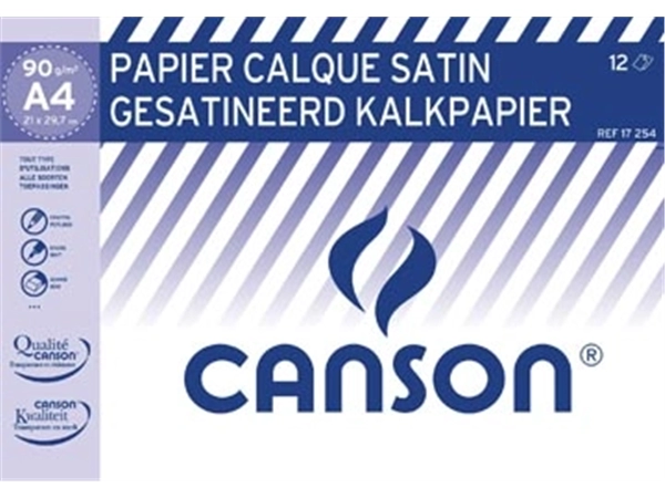 Een Canson kalkpapier ft 21 x 29,7 cm (A4), etui van 12 blad koop je bij Muys Kantoor & Kado