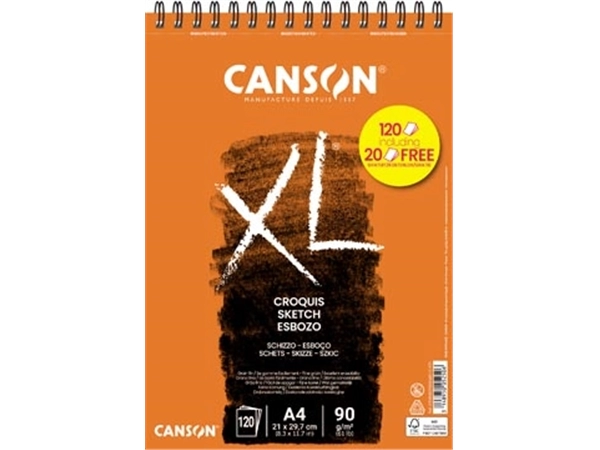 Een Canson schetsblok XXL, 90 g/m², ft A4, 100 + 20 vel gratis koop je bij Muys Kantoor & Kado