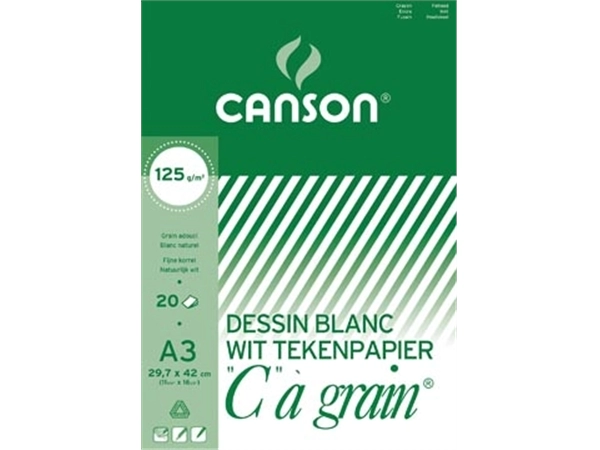 Een Canson tekenblok C à grain 125 g/m², ft 29,7 x 42 cm (A3) koop je bij Muys Kantoor & Kado