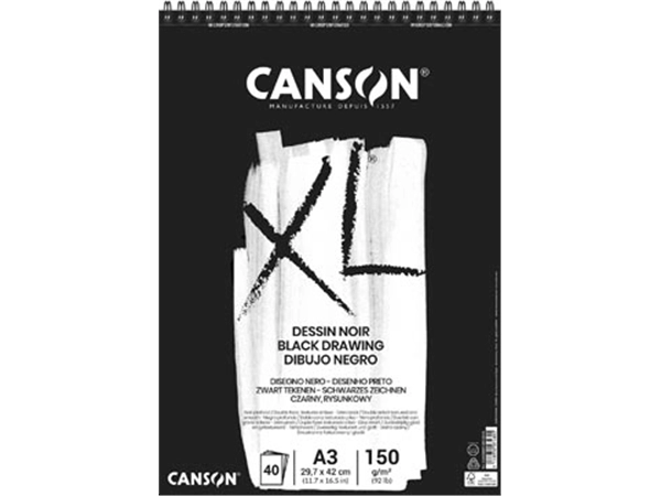 Een Canson tekenblok XL 150g/m² ft A3, 40 vel, zwart koop je bij Muys Kantoor & Kado