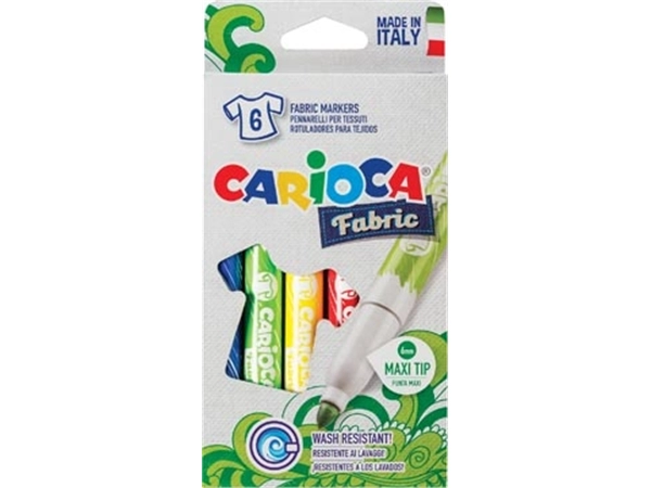 Een Carcioca textielstift Fabric, doos van 6 stuks in geassorteerde kleuren koop je bij Muys Kantoor & Kado