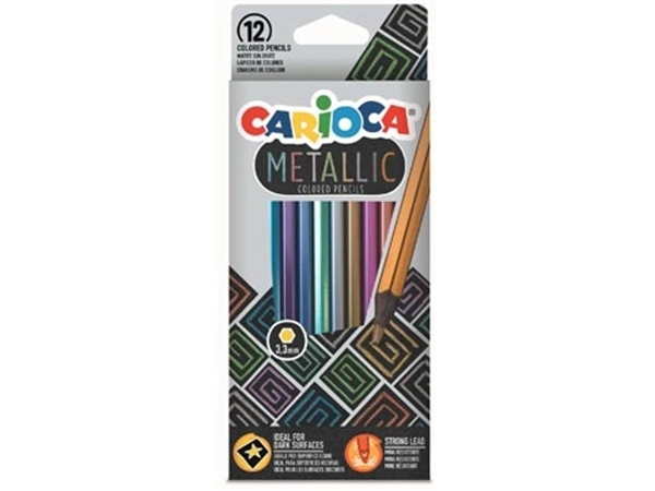 Een Carioca kleurpotlood Metallic, 12 stuks in een kartonnen etui koop je bij Muys Kantoor & Kado