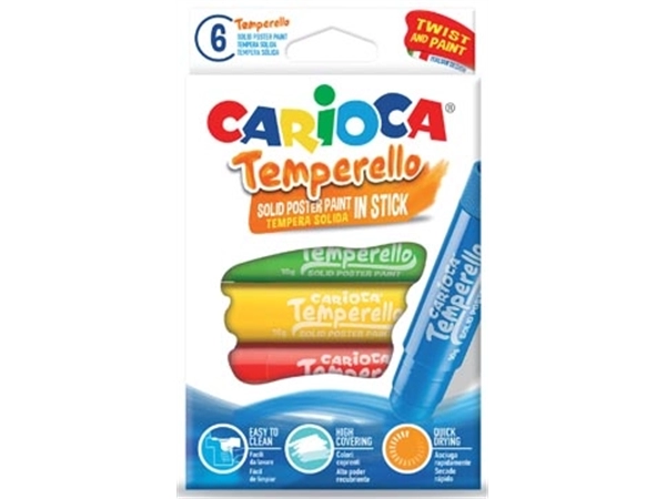 Een Carioca plakkaatverfstick Temperello, kartonnen etui van 6 stuks koop je bij Muys Kantoor & Kado