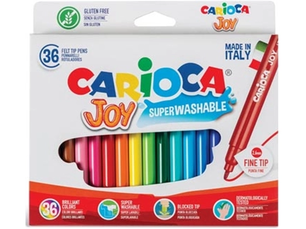 Een Carioca viltstift Superwashable Joy, 36 stiften in een kartonnen etui koop je bij Muys Kantoor & Kado