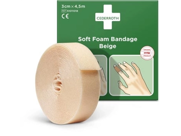 Een Cederroth zelfklevend schuimverband, beige, 3 cm x 4,5 m koop je bij Muys Kantoor & Kado