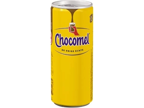 Een Chocomel chocolademelk, blik van 25 cl, vol, pak van 24 stuks koop je bij Muys Kantoor & Kado