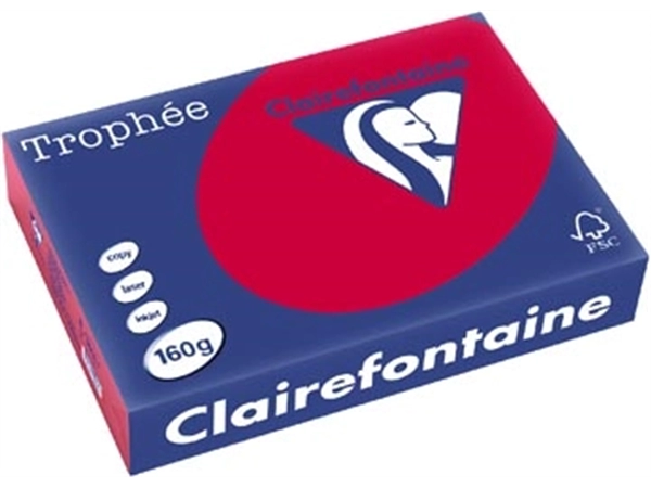 Een Clairefontaine Trophée Intens, gekleurd papier, A4, 160 g, 250 vel, kersenrood koop je bij Muys Kantoor & Kado