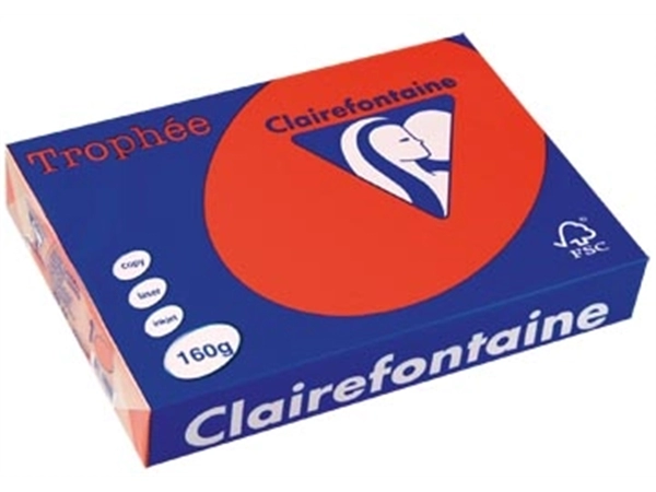 Een Clairefontaine Trophée Intens, gekleurd papier, A4, 160 g, 250 vel, koraalrood koop je bij Muys Kantoor & Kado