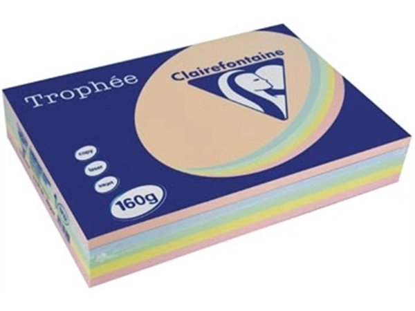 Een Clairefontaine Trophée Pastel A4, 160 g, 5x50 vel, geassorteerde kleuren koop je bij Muys Kantoor & Kado