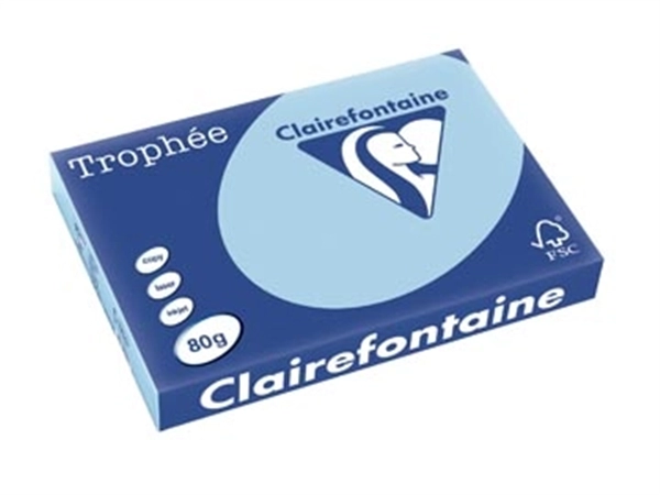 Een Clairefontaine Trophée Pastel, gekleurd papier, A3, 80 g, 500 vel, blauw koop je bij Muys Kantoor & Kado