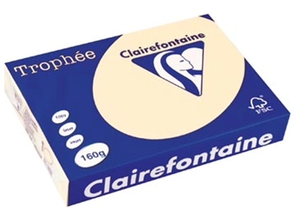 Een Clairefontaine Trophée Pastel, gekleurd papier, A4, 160 g, 250 vel, crème koop je bij Muys Kantoor & Kado