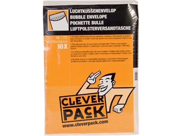 Een Cleverpack luchtkussenenveloppen, ft 230 x 340 mm, met stripsluiting, wit, pak van 10 stuks koop je bij Muys Kantoor & Kado