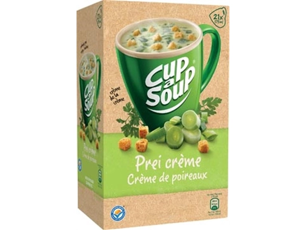 Een Cup-a-Soup prei crème met kaas croutons, pak van 21 zakjes koop je bij Muys Kantoor & Kado