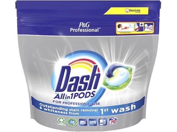 Een Dash Professional wasmiddel All-in-1 Regular, pak van 70 capsules koop je bij Muys Kantoor & Kado