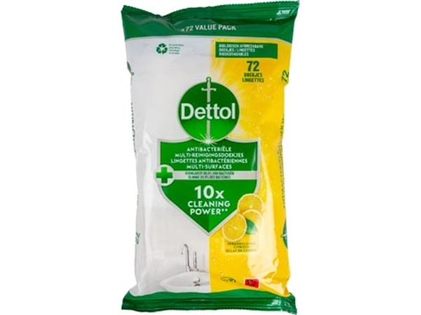 Een Dettol reinigingsdoekjes citrus, pak van 72 stuks koop je bij Muys Kantoor & Kado