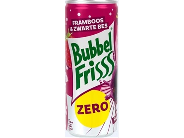 Een Dubbelfrisss Bubbelfrisss Framboos Zwarte Bes Zero 25 cl, pak van 12 stuks koop je bij Muys Kantoor & Kado