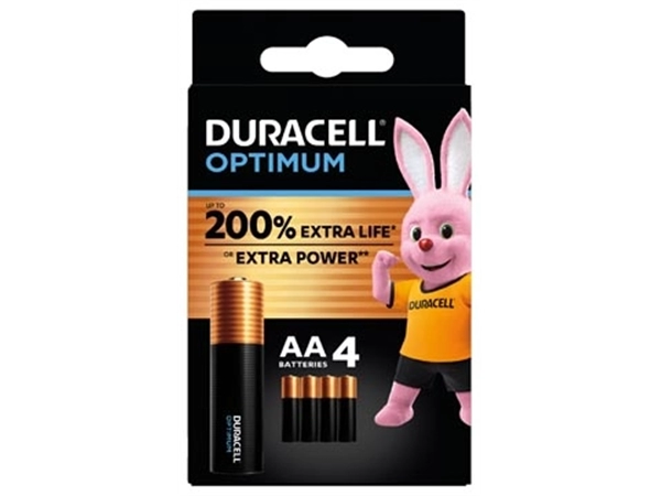 Een Duracell batterij Optimum AA, blister van 4 stuks koop je bij Muys Kantoor & Kado