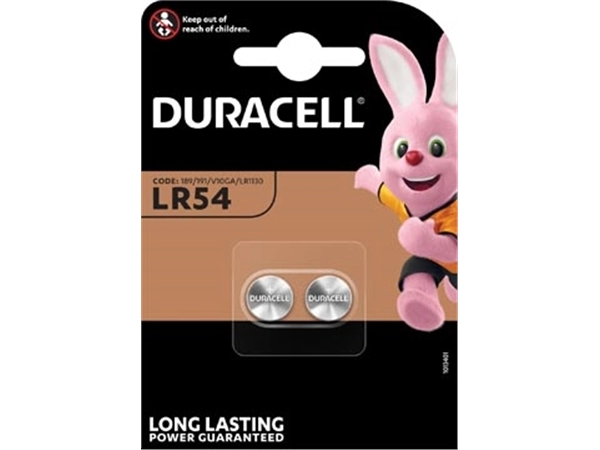 Een Duracell knoopcel Electronics LR54, blister van 2 stuks koop je bij Muys Kantoor & Kado