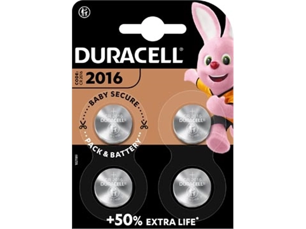 Een Duracell knoopcel Specialty Electronics CR2016, blister van 4 stuks koop je bij Muys Kantoor & Kado