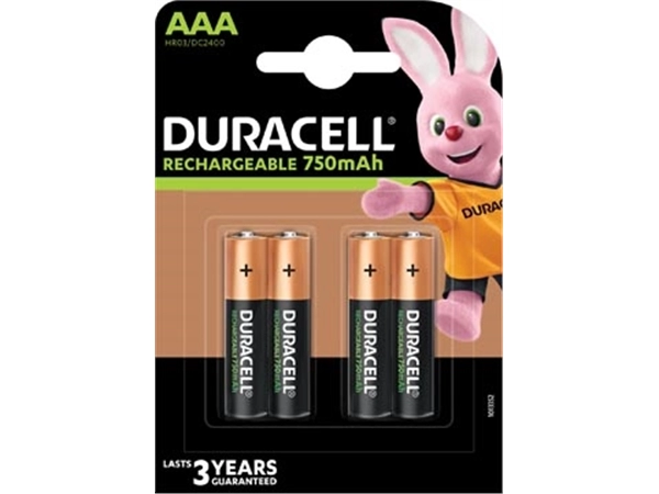 Een Duracell oplaadbare batterijen Recharge Plus AAA, blister van 4 stuks koop je bij Muys Kantoor & Kado