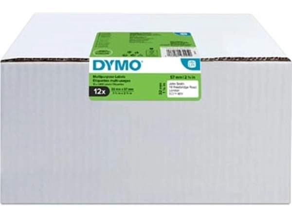 Een Dymo Value Pack: etiketten LabelWriter ft 57 x 32 mm, verwijderbaar, wit, doos van 12 x 1000 etiketten koop je bij Muys Kantoor & Kado