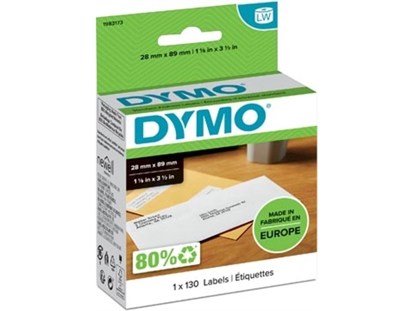 Een Dymo duurzame etiketten LabelWriter ft 28 x 89 mm, 130 etiketten koop je bij Muys Kantoor & Kado