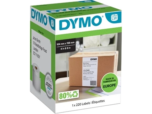 Een Dymo etiketten LabelWriter ft 104 x 159 mm, wit, 220 etiketten koop je bij Muys Kantoor & Kado