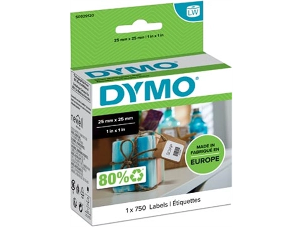 Een Dymo etiketten LabelWriter ft 25 x 25 mm, wit, 750 etiketten koop je bij Muys Kantoor & Kado