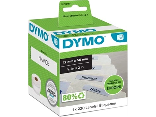 Een Dymo etiketten LabelWriter ft 50 x 12 mm, wit, 220 etiketten koop je bij Muys Kantoor & Kado