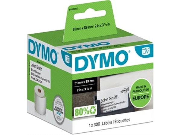 Een Dymo etiketten LabelWriter ft 51 x 89 mm, wit, 300 etiketten koop je bij Muys Kantoor & Kado