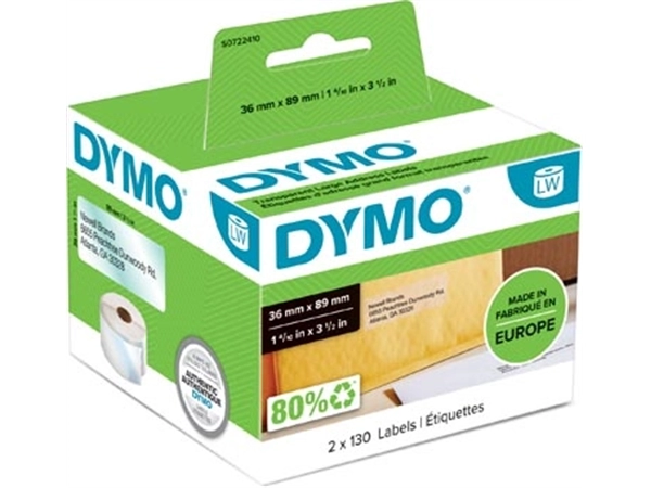 Een Dymo etiketten LabelWriter ft 89 x 36 mm, transparant, 260 etiketten koop je bij Muys Kantoor & Kado