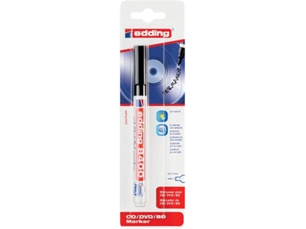 Een Edding permanent marker voor CD/DVD/BD e-8400 zwart, op blister koop je bij Muys Kantoor & Kado