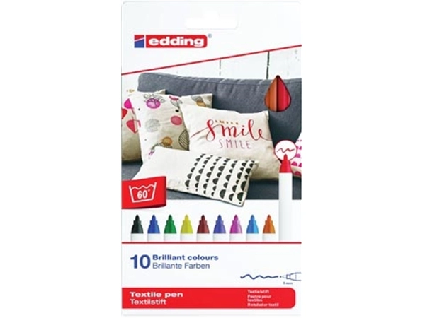 Een Edding textielpen 4600, set van 10 stuks in geassorteerde kleuren koop je bij Muys Kantoor & Kado