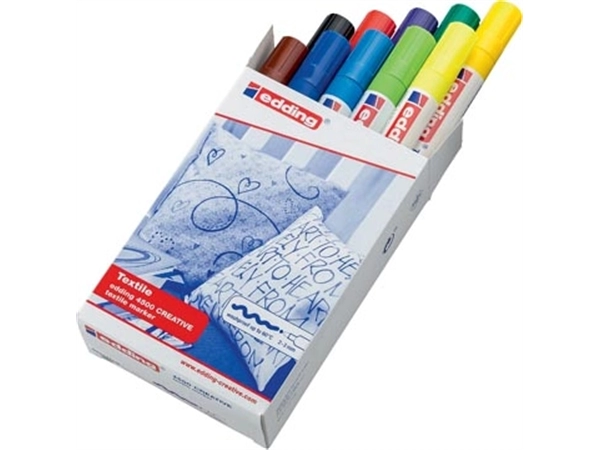 Een Edding textielstift 4500, set van 10 stuks in geassorteerde basiskleuren koop je bij Muys Kantoor & Kado