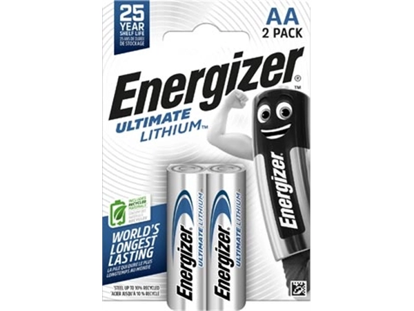 Een Energizer batterijen Lithium AA, blister van 2 stuks koop je bij Muys Kantoor & Kado