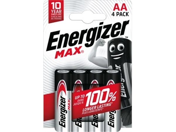 Een Energizer batterijen Max AA, blister van 4 stuks koop je bij Muys Kantoor & Kado