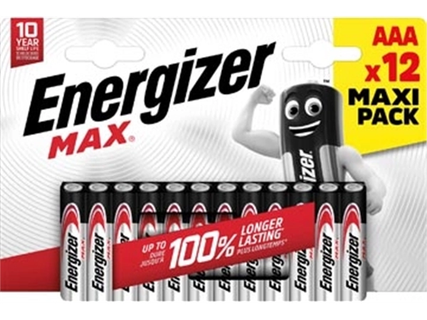 Een Energizer batterijen Max AAA, blister van 12 stuks koop je bij Muys Kantoor & Kado