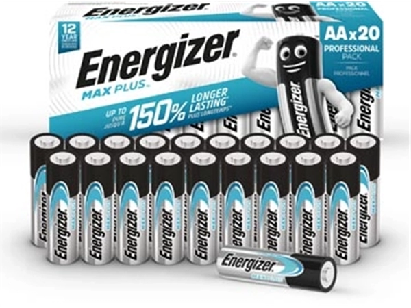 Een Energizer batterijen Max Plus AA, pak van 20 stuks koop je bij Muys Kantoor & Kado