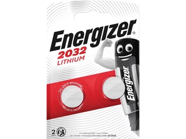 Een Energizer knoopcel CR2032, blister van 2 stuks koop je bij Muys Kantoor & Kado