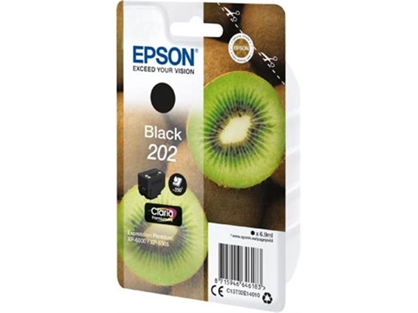 Een Epson inktcartridge 202, 250 pagina's, OEM C13T02E14010, zwart koop je bij Muys Kantoor & Kado