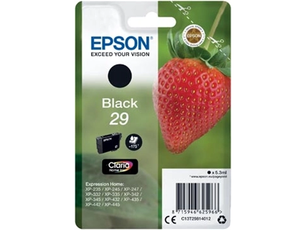 Een Epson inktcartridge 29, 175 pagina's, OEM C13T29814012, zwart koop je bij Muys Kantoor & Kado