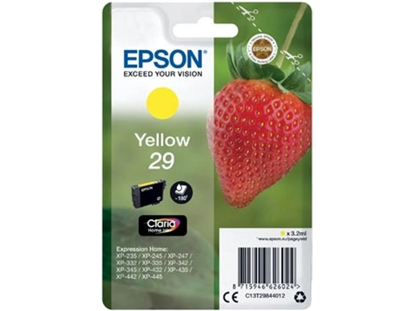 Een Epson inktcartridge 29, 180 pagina's, OEM C13T29844012, geel koop je bij Muys Kantoor & Kado