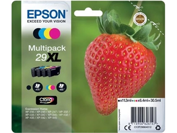 Een Epson inktcartridge 29XL, 450-470 pagina's, OEM C13T29964012, 4 kleuren koop je bij Muys Kantoor & Kado