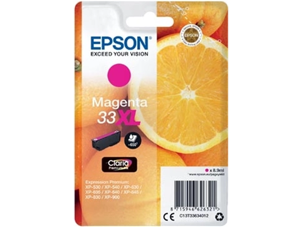 Een Epson inktcartridge 33XL, 650 pagina's, OEM C13T33634012, magenta koop je bij Muys Kantoor & Kado