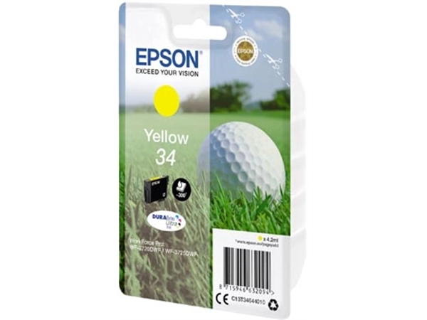 Een Epson inktcartridge 34, 300 pagina's, OEM C13T34644010, geel koop je bij Muys Kantoor & Kado